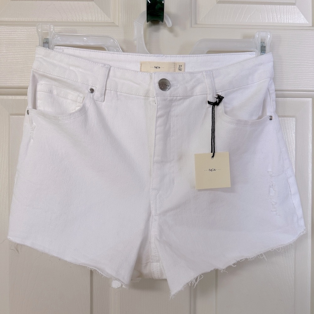 Tgla - White Denin Cuttoff Shorts